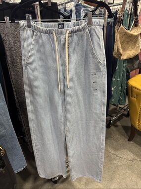 Gap Men's Light Blue Striped Drawstring Pants